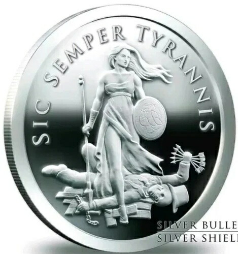 5オンス .999 純銀 シールドプルーフ SIC SEMPER TYRANNIS FREEDOM ラウンドコイン ガール 284,130円