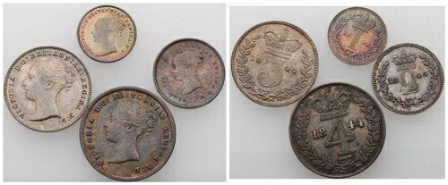 イギリス - 1844年ロンドンの聖別セット。1ペンス、2ペンス、3ペンス、4ペンス。シービー3916