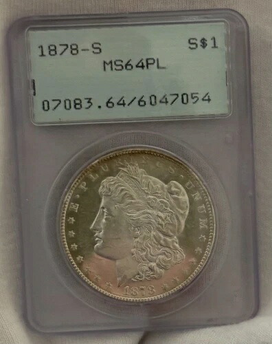 1878 S ラトラー OGH モーガン シルバー ドル PCGS MS 64 PL カメオ ミラー プルーフ ライク