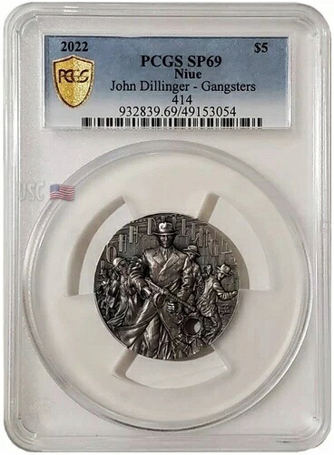 2023年 2オンス シルバー 5ドル ニウエ ザ・ギャングスターズ ジョン・デリンジャー PCGS SP69 アンティークコイン