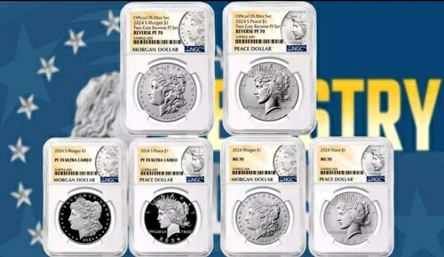 2024年 6枚セット $1 モルガン＆ピースドル NGC MS70 PF70 RP70 リバースプルーフ アンサーキュレーション