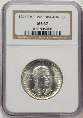 1947-S 50セント ブッカー・T・ワシントン記念銀貨 NGC MS67