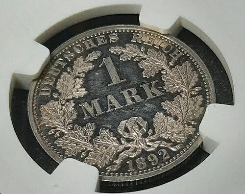 1892年 ドイツ帝国 1マルク プルーフ NGC PF62 カメオ