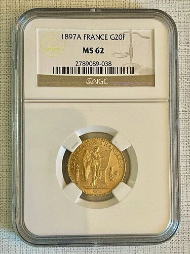 フランス 1897A 20フラン金貨 NGC MS62 SKU# 4333 302,445円