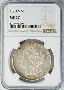 1881-S モルガン銀貨 $ MS67 NGC 950203-6