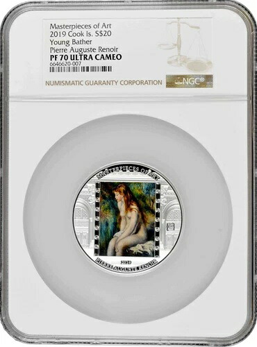 クック諸島 20ドル 2019年、NGC PF70 UC、「芸術の傑作 - ルノワール」