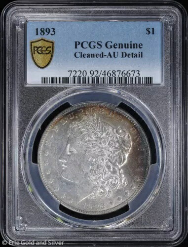 1893-P 1ドル モルガン銀貨 PCGS 本物 AU 詳細|WORLD RESOURCE【KING店】