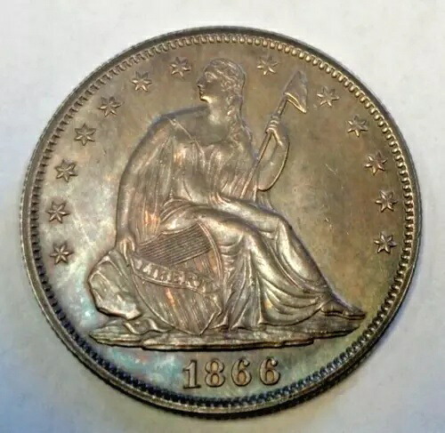 1866年 モットー 自由の女神像 銀貨 ハーフ50セント かなり良い。2025年5月5日値下げ (2342)|WORLD RESOURCE【KING店】
