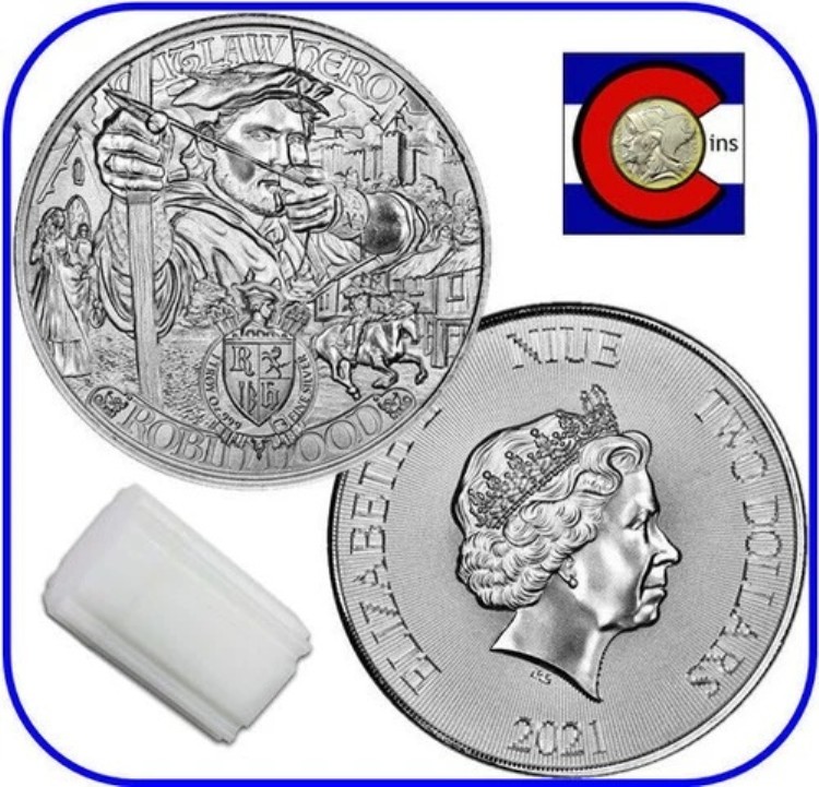 2021年 ニウエ ロビンフッド 1オンス 2ドル銀貨 -- チューブ入り20枚|WORLD RESOURCE【KING店】