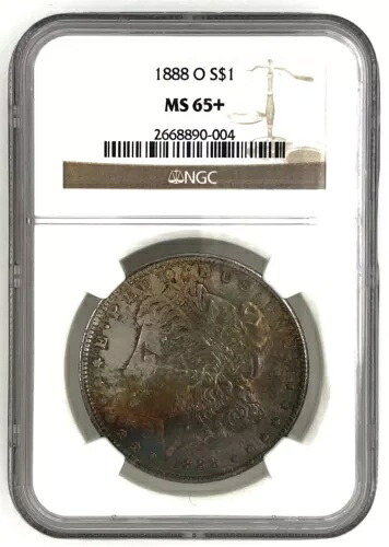 1888-O $1 NGC MS65+Plus & 素晴らしいレインボー表面トーンのモルガン銀貨。｜WORLD RESOURCE【KING店】