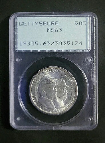 1936年ゲティスバーグ記念50セント銀貨ハーフドル。PCGS MS63「ラトラー」ホルダー｜WORLD RESOURCE【KING店】