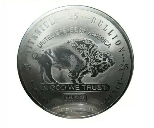 大型チタン地金 10 トロイオンス & 25 オンス ラウンド 10 個 (合計 125 オンス)