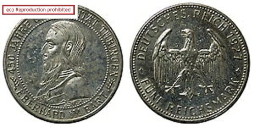 ワイマール テュービンゲン大学創立450周年記念 5マルク銀貨 1927F|WORLD RESOURCE【KING店】
