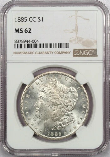 1885-CC モルガン銀貨 1ドル、NGC MS62、未使用 BU｜WORLD RESOURCE【KING店】
