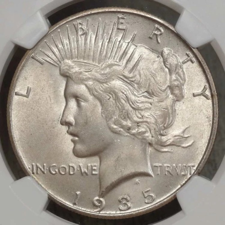 1935-S ピースダラー、チョイスアンサーキュレート、NGC/CAC MS-63｜WORLD RESOURCE【KING店】