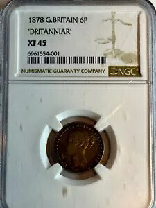 イギリス - 1878年 6ペンス「ドリタニア」エラー NGC XF45 - エルーシブ標準エラー｜WORLD RESOURCE【KING店】