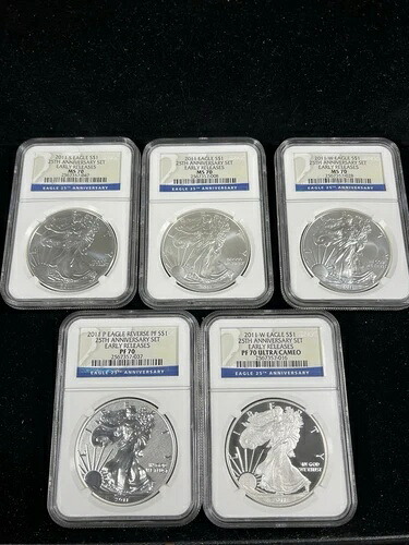 2011年 25周年記念 シルバーイーグル 5枚セット NGC MS70 PF70 早期リリース｜WORLD RESOURCE【KING店】