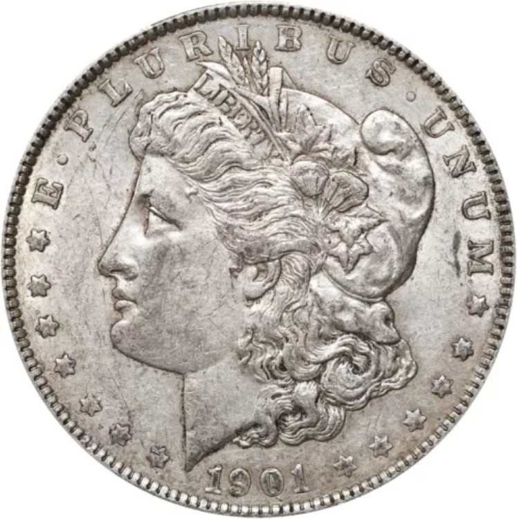 1901年モルガン銀貨 PCGS AU-55。ゴールドシールド。キーデート。素晴らしいコインです！｜WORLD RESOURCE【KING店】