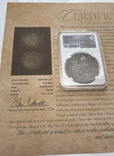 非常に希少な、本物の難破船デ・リーフデ号1711年、シルバーライダー海賊宝貨幣|WORLD RESOURCE【KING店】