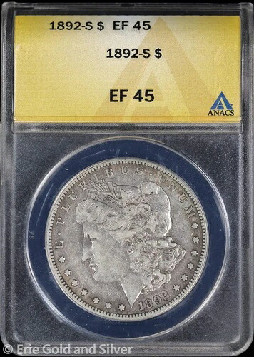 1892-S 1ドル モルガン銀貨 ANACS EF 45 | XF｜WORLD RESOURCE【KING店】