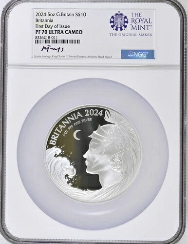 2024年 イギリス 5オンス シルバー ブリタニア ウルトラカメオ NGC PF70 FDOI｜WORLD RESOURCE【KING店】