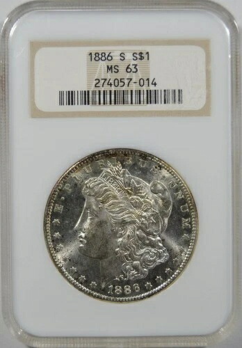 1886-S 1ドルモルガン・ダラー、NGCファッティホルダーによるグレードMS63、素晴らしい!PQ+|WORLD RESOURCE【KING店】