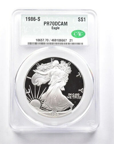 PR70 DCAM 1986-S アメリカンシルバーイーグル CAC CACG *6296｜WORLD RESOURCE【KING店】