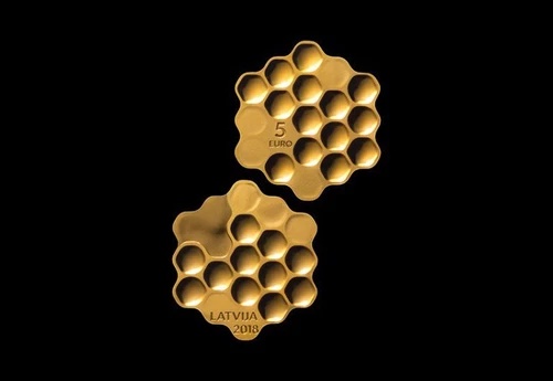 NGC PF 68 ラトビア 2018 銀貨 金メッキ 5ユーロ「ハニーコイン」|WORLD RESOURCE【KING店】