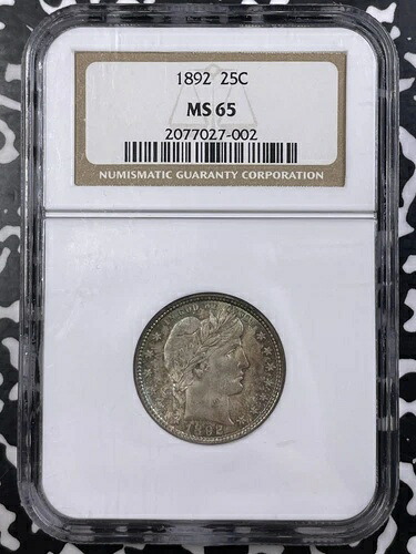 1892年製 25セント バーバー クォーター NGC MS65 ロット番号 G9556 シルバー! ジェム BU!|WORLD RESOURCE【KING店】