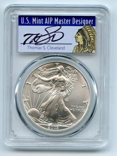 2003年 1ドル アメリカン シルバー イーグル 1オンス ドル PCGS MS70 ファーストストライク クリーブランド ネイティブ|WORLD RESOURCE【KING店】