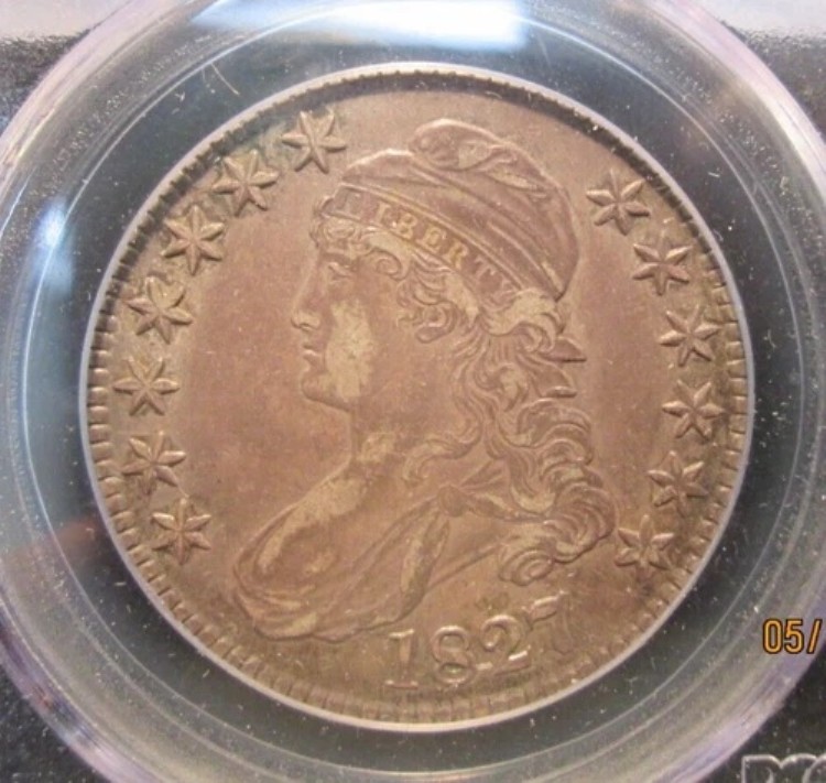 1827年 キャップドバスト シルバー ハーフドル 50セント スクエアベース 2 PCGS AU53 CAC|WORLD RESOURCE【KING店】