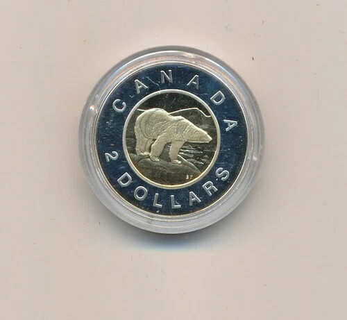 1996年コイン、カナダコイン、2ドルコイン、金貨+銀貨、プルーフ