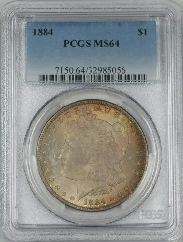 1884年 モルガン シルバー ダラー 1ドル コイン PCGS MS-64 *良好な状態* (Ta)