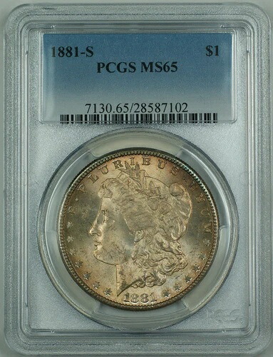 1881-S モルガン銀貨 $1 PCGS MS-65 美しいトーン HD