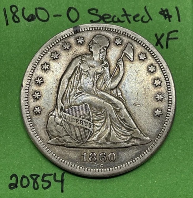 1860年 O 自由の女神像銀貨 $1 Xf 極上品