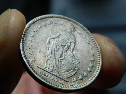 1908年 2フラン B 銀貨 .835- スイス - KM21 - XF/AU