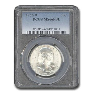 1963-D フランクリン ハーフダラー MS-66 PCGS (FBL)