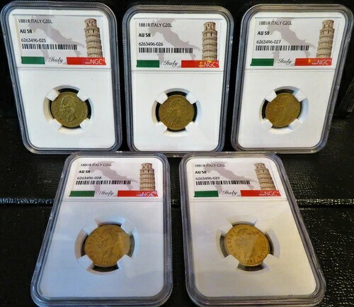 1881R イタリア 金貨 20リラ NGC AU58｜WORLD RESOURCE【KING店】