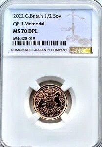 2022年 ゴールド ハーフソブリン メモリアル NGC MS70 DPL 英国