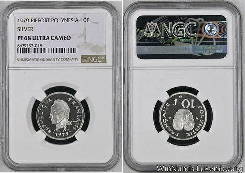 FF0161 希少なフランス領ポリネシー 10 フラン ピーフォール 1979 アージャン NGC PF68 ウルトラ カメオ