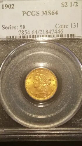 1902年 2.50ドル ゴールド クォーターイーグル * PCGS MS64 * 発行枚数 133,540枚