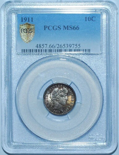 1911年 PCGS MS66 バーバー シルバー ダイム｜WORLD RESOURCE【KING店】 319,770円