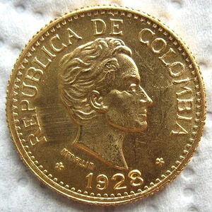 コロンビア 1928年 金貨 5ペソ｜WORLD RESOURCE【KING店】 320,265円