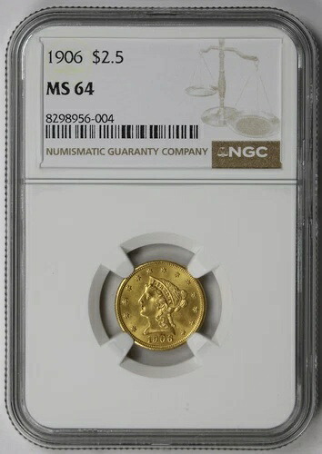 1906年 リバティヘッドクォーターイーグルゴールド $2.5 MS 64 NGC｜WORLD RESOURCE【KING店】