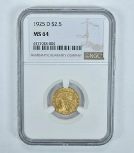 1925-D 2.50ドル インディアンヘッド ゴールド クォーターイーグル MS64 NGC ブラウンラベル｜WORLD RESOURCE【KING店】