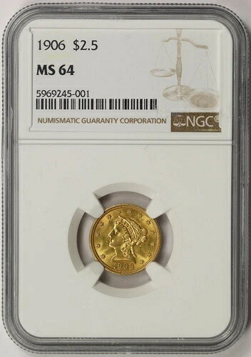 1906年 リバティヘッドクォーターイーグルゴールド $2.5 MS 64 NGC｜WORLD RESOURCE【KING店】