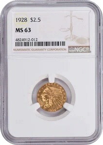 1928年 2.50ドル 金貨 インディアン MS63 NGC｜WORLD RESOURCE【KING店】