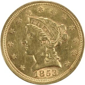 1853年 2.50ドル ゴールド リバティヘッド AU スライダー 未認定 #135|WORLD RESOURCE【KING店】