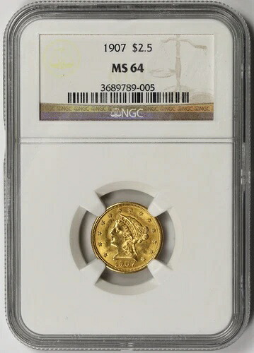1907年 リバティヘッドクォーターイーグルゴールド $2.5 MS 64 NGC｜WORLD RESOURCE【KING店】 711,700円