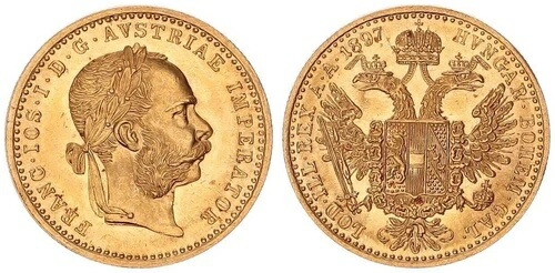 オーストリア ハンガリー 1ドゥカット 1897年 オリジナルミント フランツ・ヨーゼフ1世 ほぼ聖 114049-